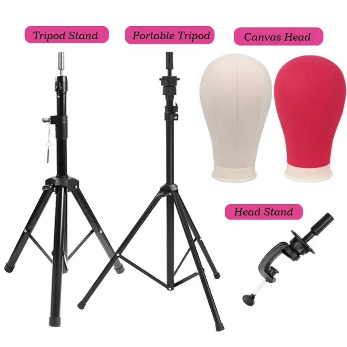 Nunify Mannequin tête support de perruque Rose Rose 22 "tête en toile 21-25" support de tête de perr