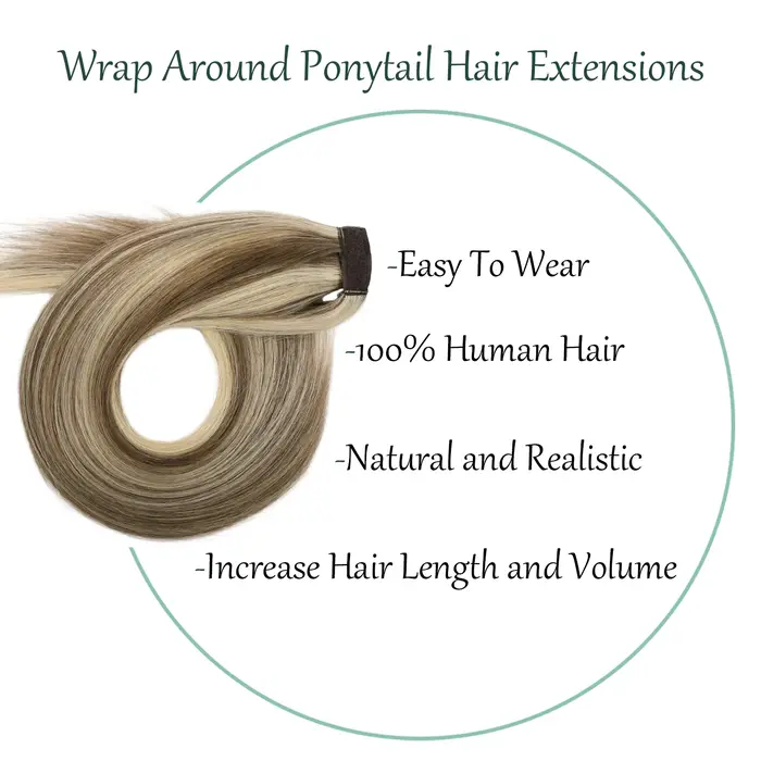 Extensions de cheveux humains queue de cheval longue