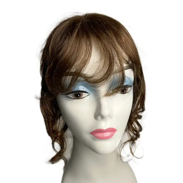 35 cm corps ondulé cheveux humains Toppers pour les femmes avec frange bouclés Topper Clip-in Extens