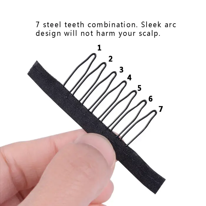 24 pcs/lot dentelle perruque Clips acier 7 dents 5 couleurs Polyester tissu Durable