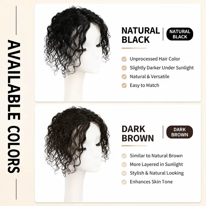 Topper de cheveux humains bouclés pour femmes