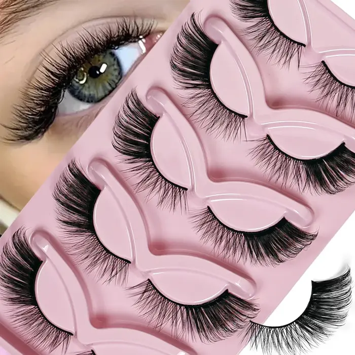 5 paires de faux cils oeil de chat faux cils naturels moelleux faux cils Extension maquillage faux c
