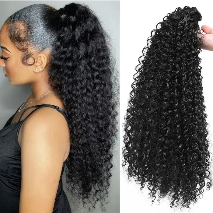 Longue queue de cheval de cheveux bouclés moelleux pour les femmes Extensions