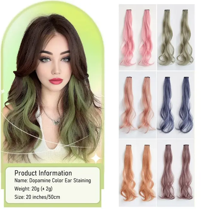 Extensions de cheveux synthétiques bouclés colorés 2 pièces/ensemble 50cm/60cm