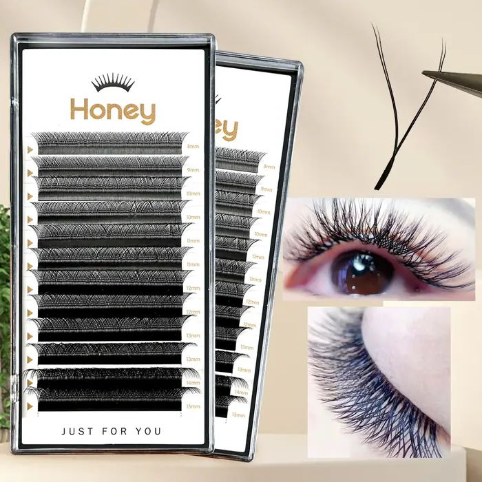 Extensions de cils en forme de YY, cils au miel, noir mat, 0.05 0.07 8-15mm