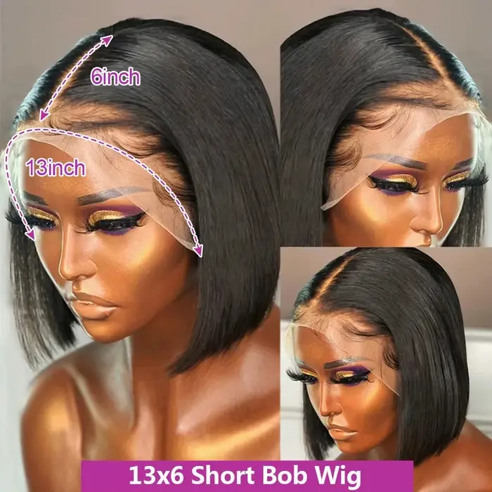 Perruques de cheveux humains lisses et raides 13x4 13x6 Lace Front, perruque courte bob bon marché,