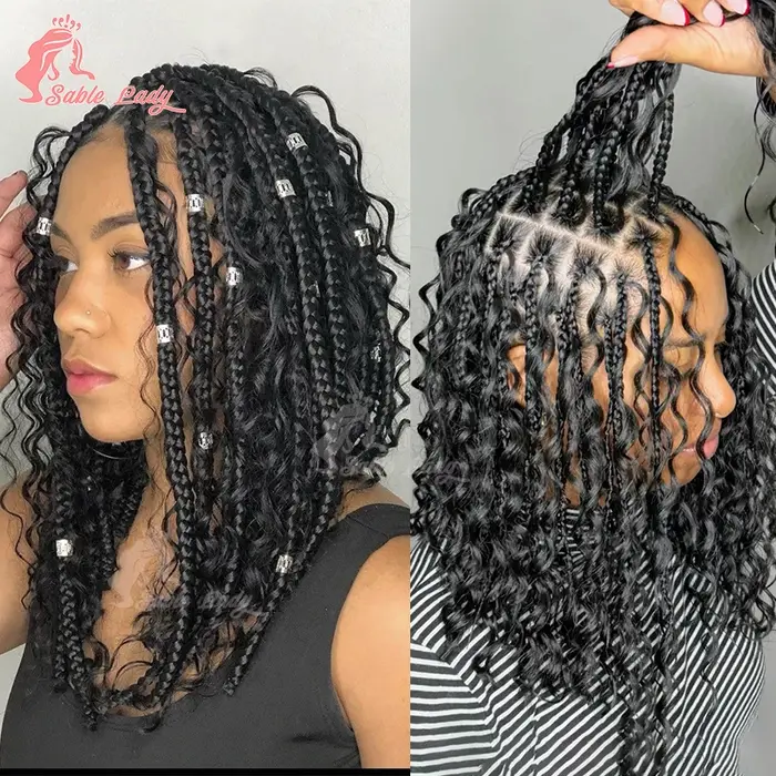 Boho-Perruque Bob Tressée pour Femmes Noires