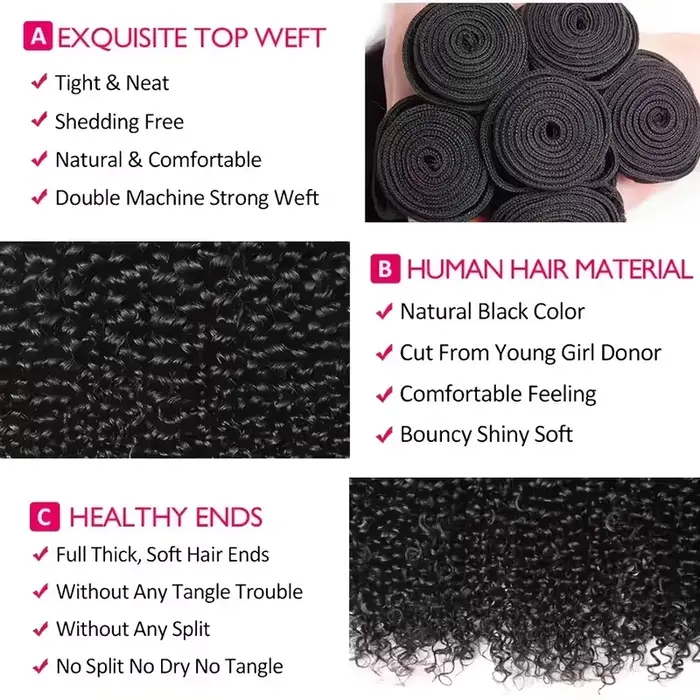 Extensions de cheveux humains brésiliens bouclés crépus non traités 100% naturels Jerry Curly 10-42 pouces 1/3/4 paquets