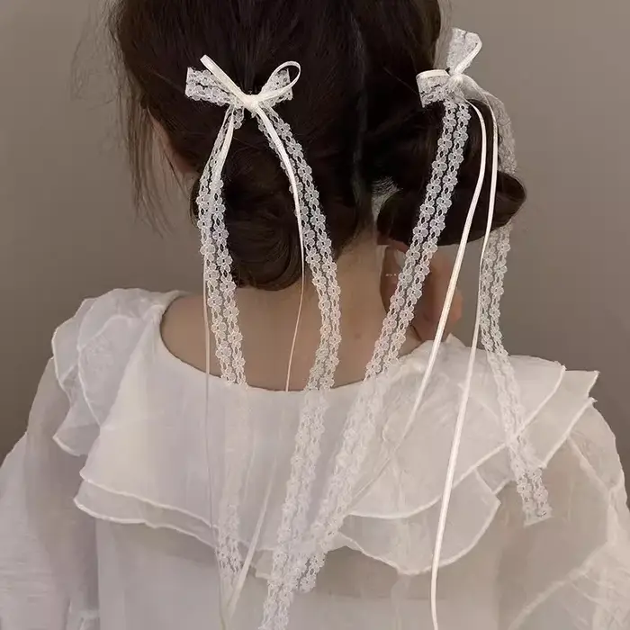 Pinces à cheveux en dentelle douce blanche pour femmes et filles