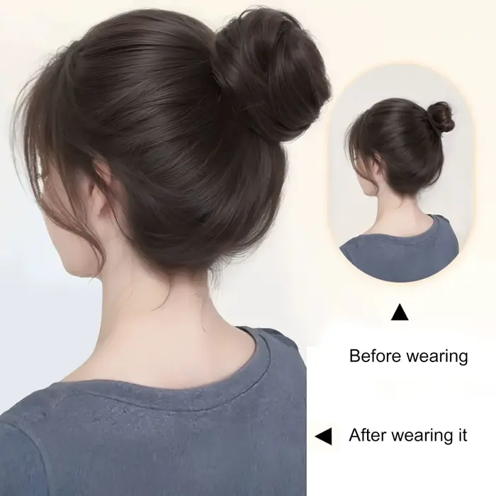 Chignon synthétique avec Clips élastiques circulaires, 1 pièce, perruque de cheveux lisses en forme de nid d'oiseau, chignon rétractable pour femmes