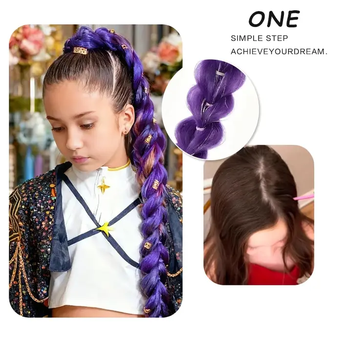 LUPU – perruque tressée synthétique violette de 32 pouces
