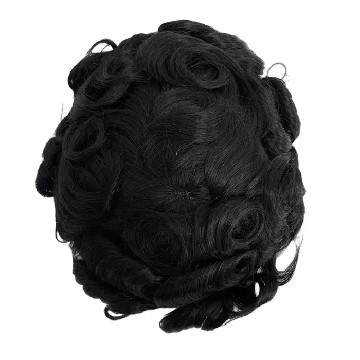 Toupet bouclé pour hommes, perruques de cheveux humains, patch d'unité de prothèse FPM, vague, vérit