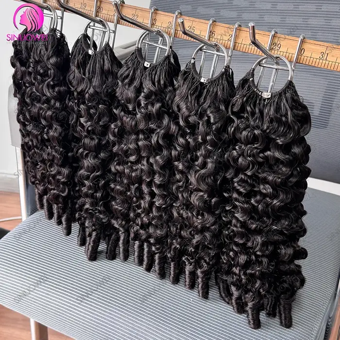 de au cheveux huains, type plume, 12A, bouclés , noir naturel, pré-séparées