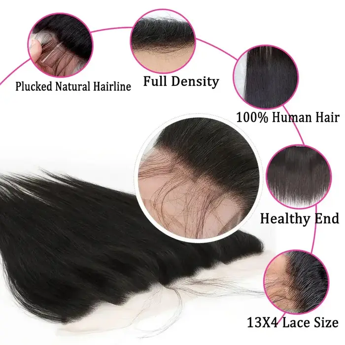 Paquets de cheveux humains avec frontale droite 100% cheveux humains brésiliens vierges 4 paquets av