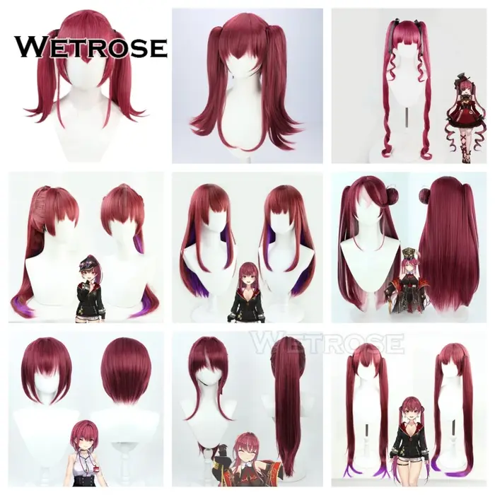 【Wetrose】En stock, Perruque de cosplay Hololive Virtual YouTuber Vtuber Houshou Marin