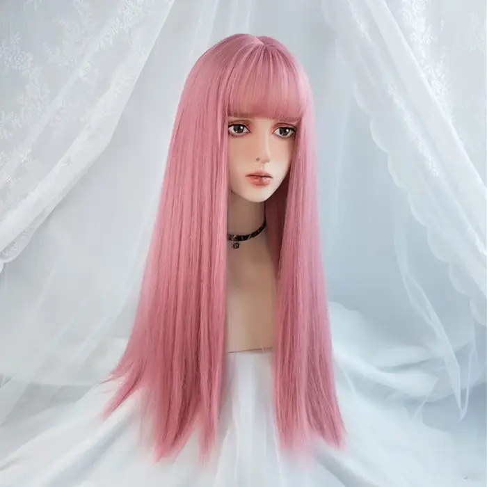 VICWIG – Perruque de cosplay longue avec frange