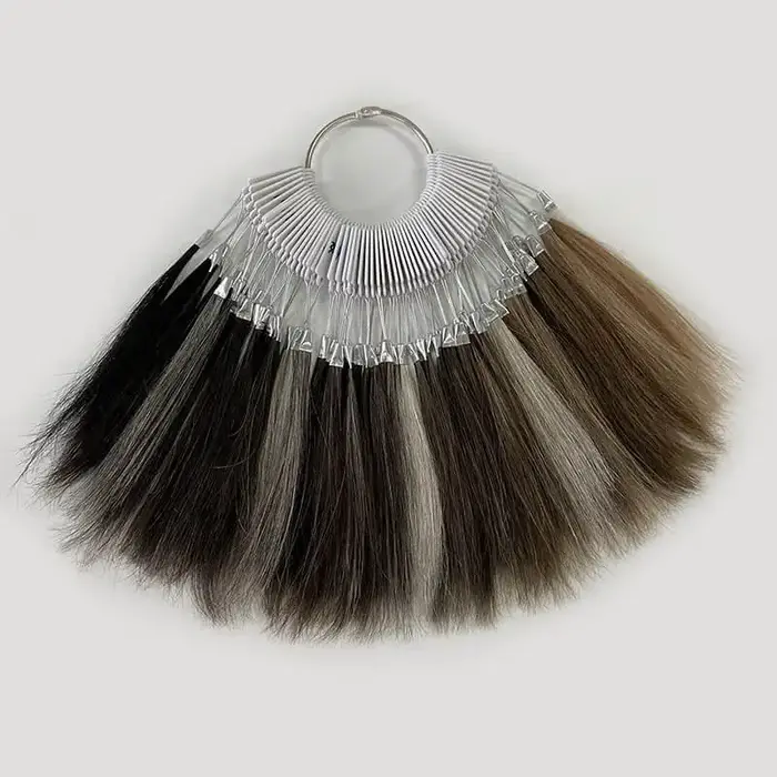Anneau de couleur de cheveux humains de 61 couleurs pour le salon de toupet des hommes