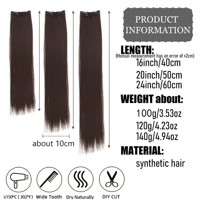 Extensions capillaires synthétiques lisses quatre pièces pour femmes