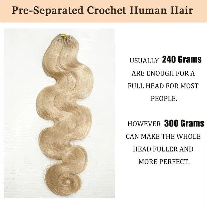 Extensions de cheveux humains Body Wave 613 couleur blond miel, tresses au crochet sans nœuds pré-sé