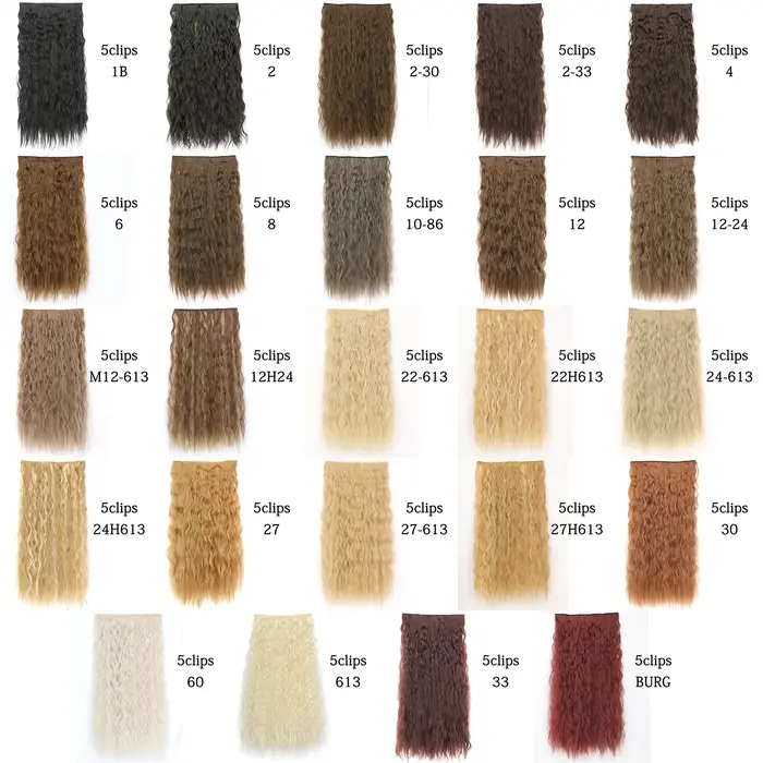 Extensions capillaires synthétiques à 5 clips, postiche longue bouclée, postiche naturelle marron no