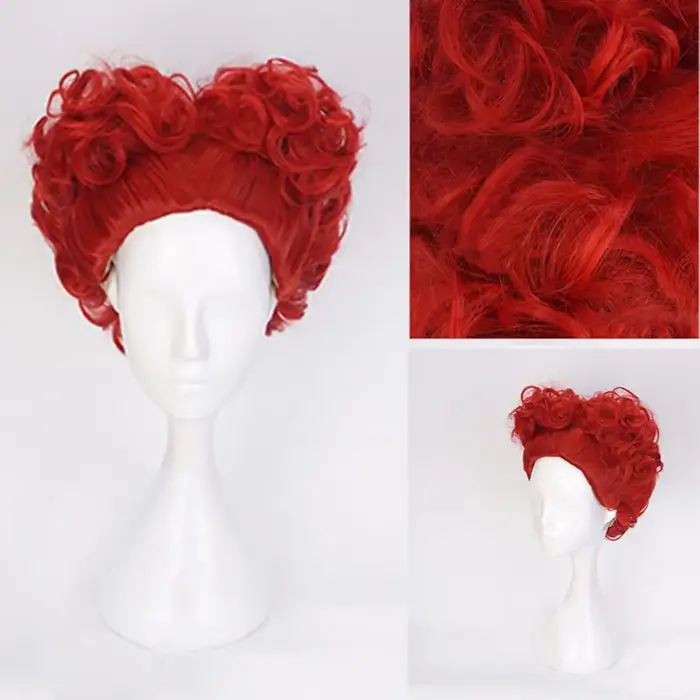 Perruque de Cosplay reine rouge reine des cœurs