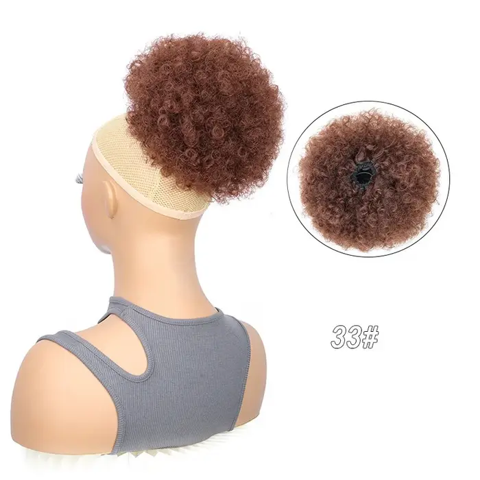 Queue de cheval synthétique Afro Puff à cordon de serrage