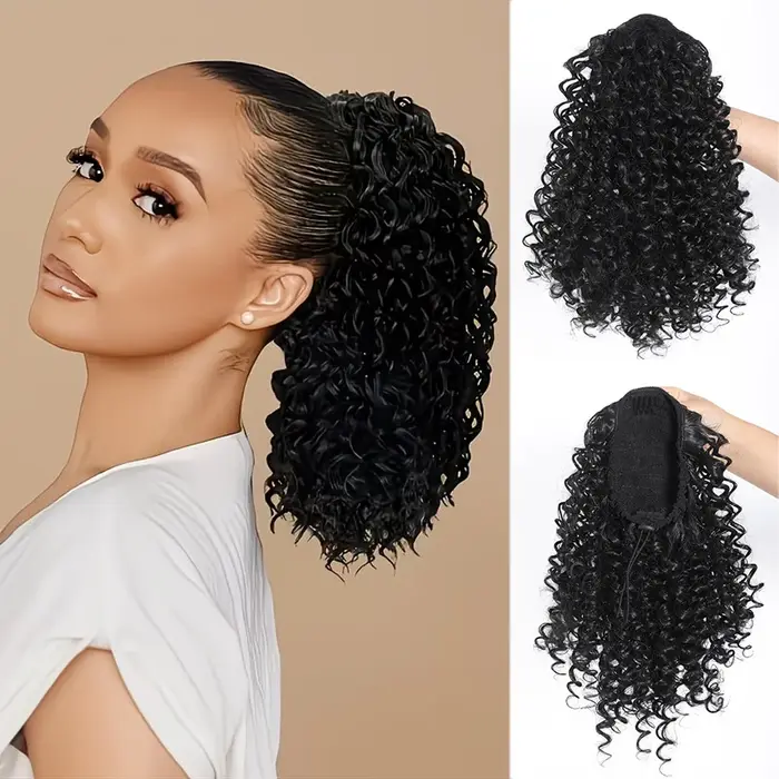 Queue de cheval courte bouclée afro pour femme