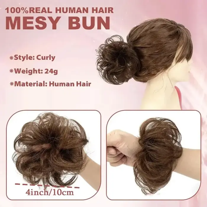 2 pièces femmes réel cheveux humains Chignon