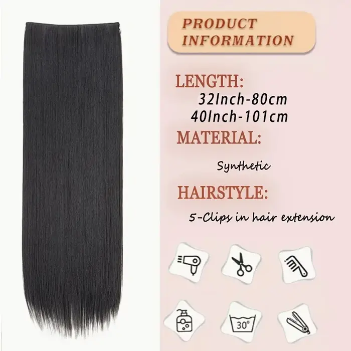Extension de cheveux synthétiques longs et lisses de 32 pouces/40 pouces