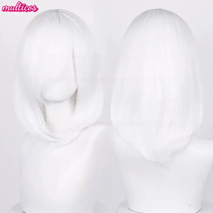 40 cm moyen basique Anime Cosplay perruque Bang Blond noir blanc rouge rose vert bleu marron or bleu