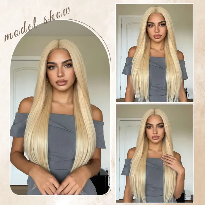 Perruque longue blonde pour femmes blanches