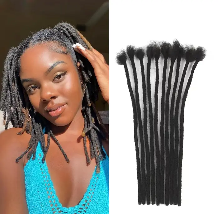 0.4 cm 0.6 cm 0.8 cm largeur Loc Extension cheveux humains 40 brins entièrement faits à la main 100%