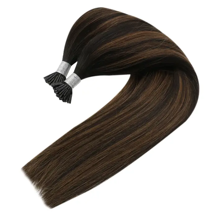 VeSunny-Extensions de Cheveux Naturels Lisses Blonds I-Tip