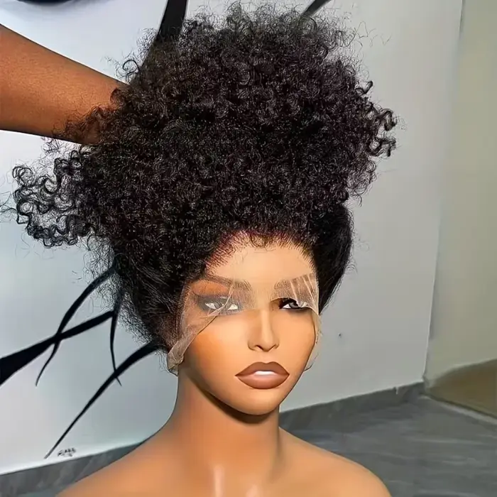 Perruques frontales ondulées profondes cheveux humains bouclés 360 HD pleine perruque de dentelle ch