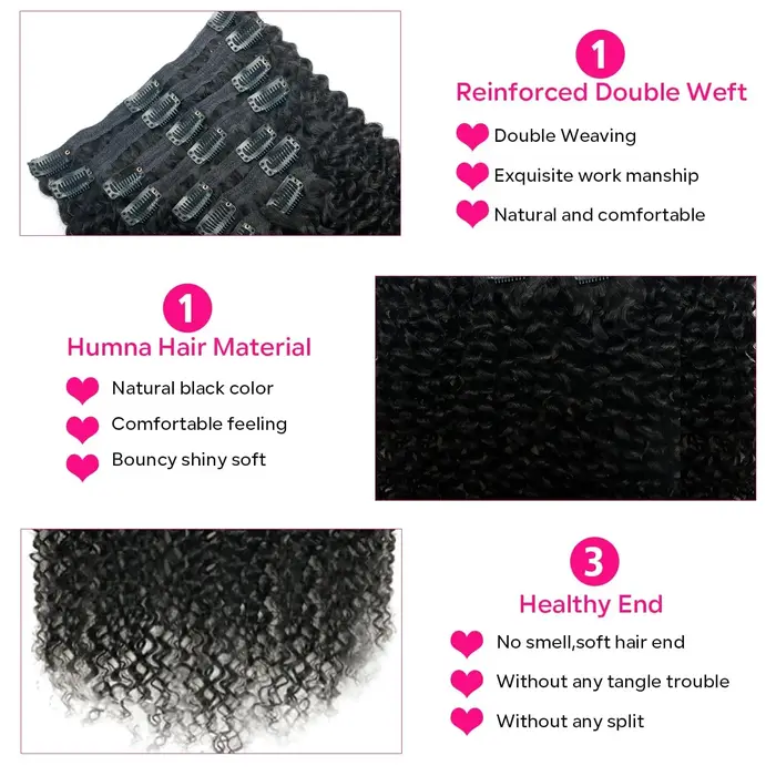 Extensions de cheveux bouclés à clipser pour femmes