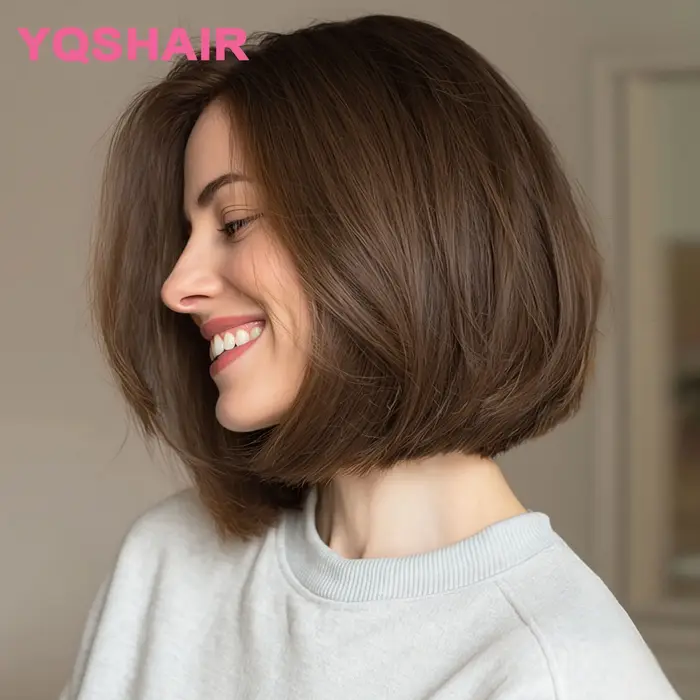 Perruque en cheveux humains avec base en soie