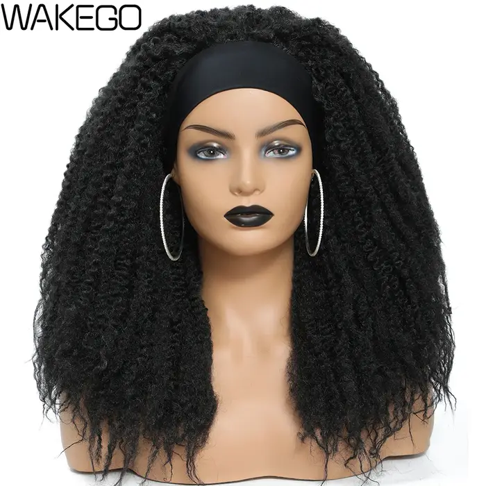 Wakego Afro crépus Marley torsion perruque noir Ombre brun cheveux perruque Marley tresses bandeau p