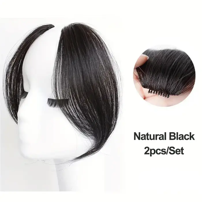 2 pièces frange latérale Extension de cheveux synthétiques pince facile en frange dégradée postiche 