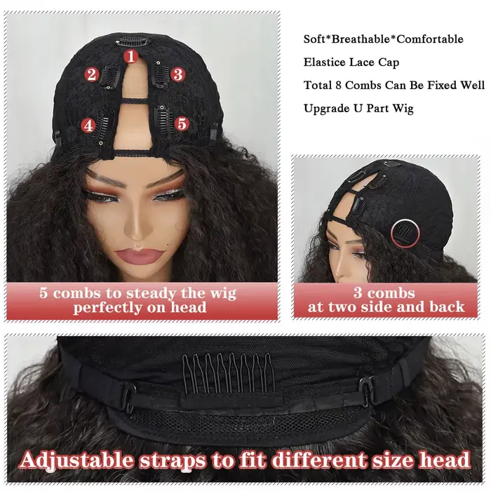 Perruque Afro bouclée en V avec boucles rebondissantes