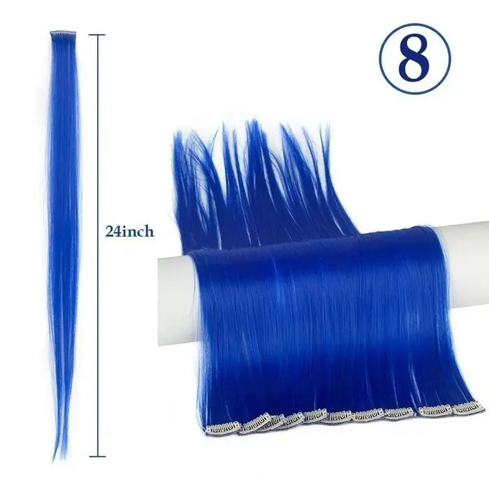 Extensions de Cheveux Lisses Multi-couleurs, Postiche à Clips, 55cm, 2 Pièces