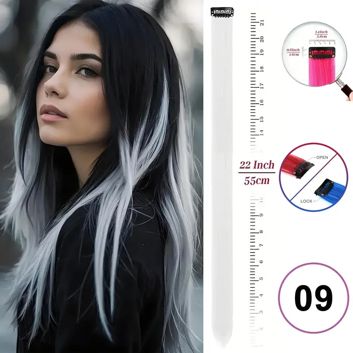 VEYDA Extensions de cheveux colorées à clipser pour filles