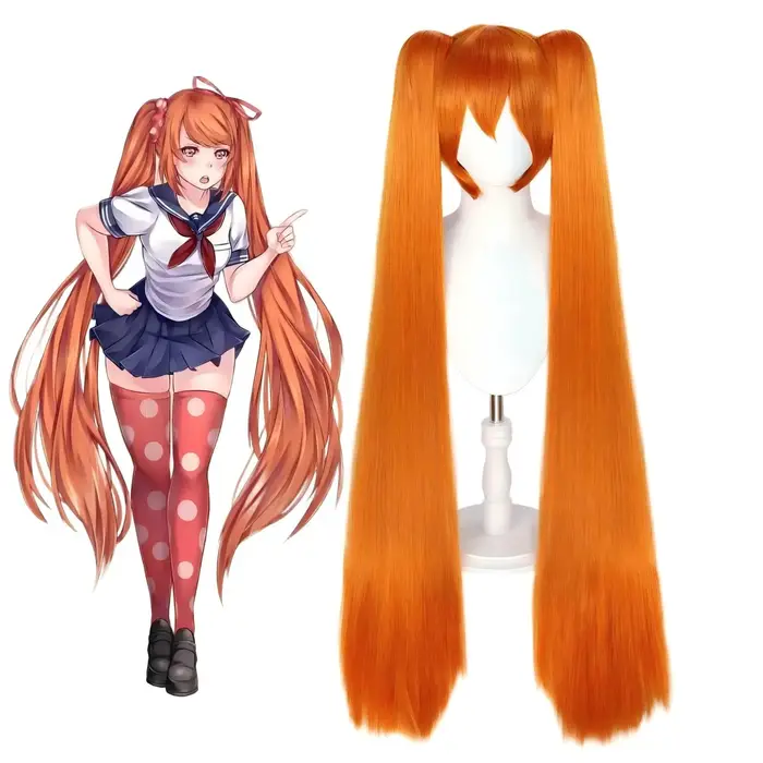 Perruque de Cosplay Anime Osana Najimi, perruques longues Orange de 110cm pour femmes, perruque de Cosplay Anime, cheveux synthétiques résistants à la chaleur