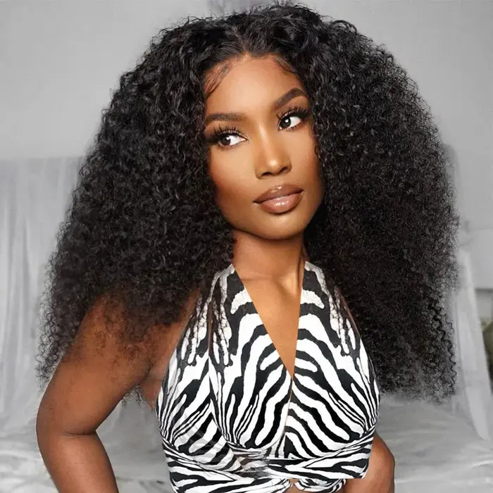 Perruques de cheveux humains bouclés profonds pour femmes noires, dentelle transparente HD, perruque