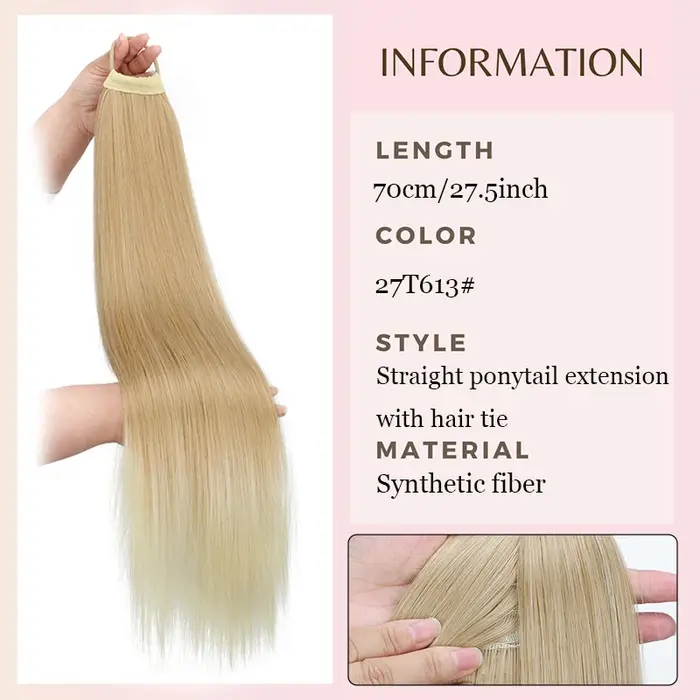 Extension de cheveux synthétiques longs et raides pour femmes