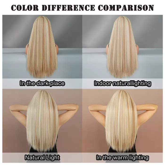 Perruque synthétique longue et lisse Blonde claire pour femmes
