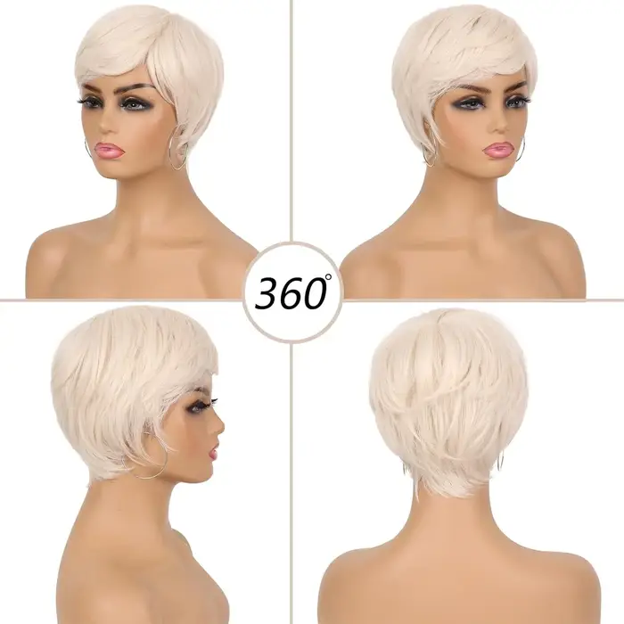 Perruques Pixie blondes platine pour dos femmes