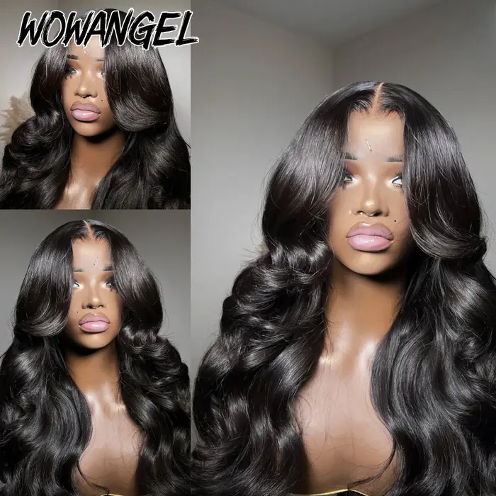 Wow Angel-Perruque de Cheveux Naturels Ondulés pour Femme, avec Fermeture en Dentelle Suisse, Partie