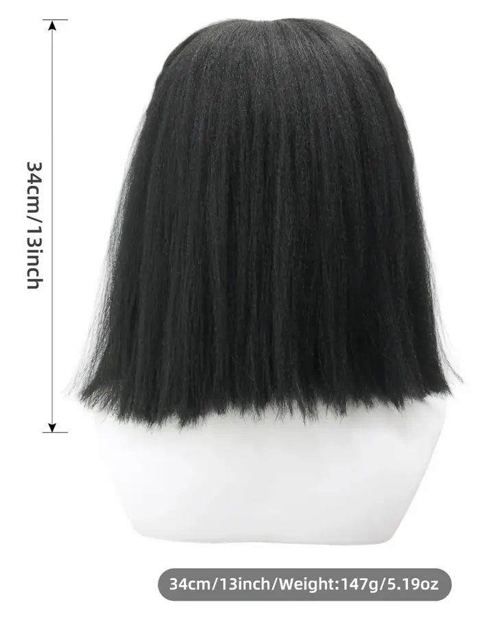 Perruque synthétique à frange tressée noire multibrins | ornements en or