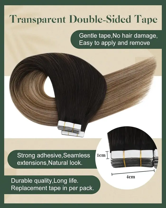 Extensions de cheveux humains à bandes adhésives Moresoo #