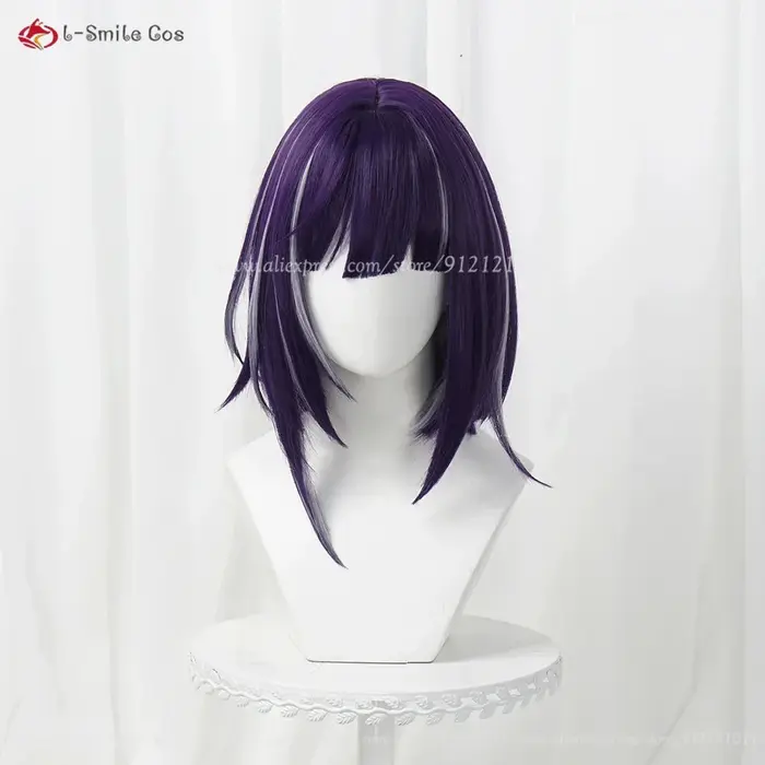 Perruque de Cosplay Tsukumo Ima, perruques violettes avec reflets de 40cm pour hommes et femmes, per